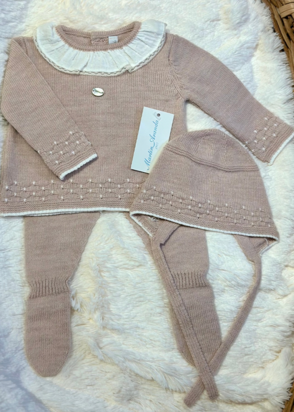 Conjunto 3pc tricot Rosa Empolvado 004-11201